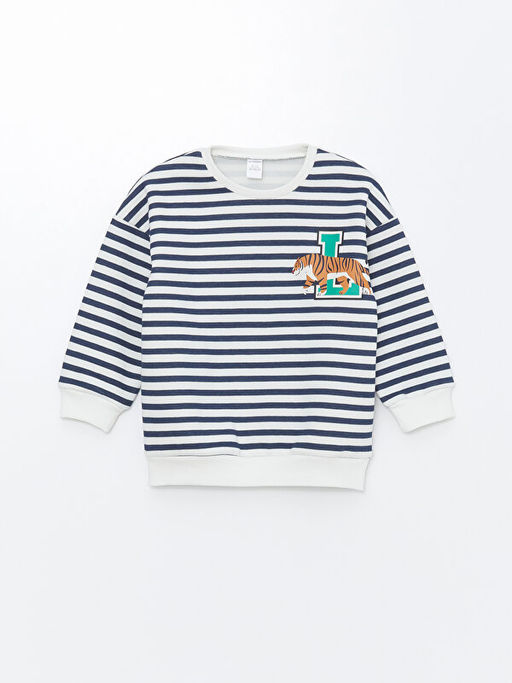 Bisiklet Yaka Uzun Kollu ?izgili Erkek Bebek Sweatshirt ve E?ofman Alt 2li Tak?m - Waikiki фото 2