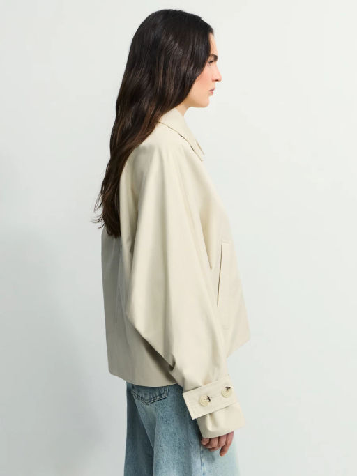 Хлопковый укороченный тренч оверсайз с капюшоном ZR2604102206-60 / Zarina  фото 5