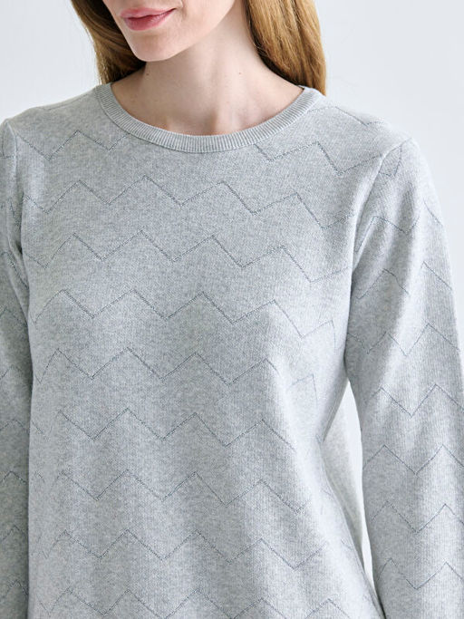 Bisiklet Yaka Kendinden Desenli Kad?n Triko Kazak