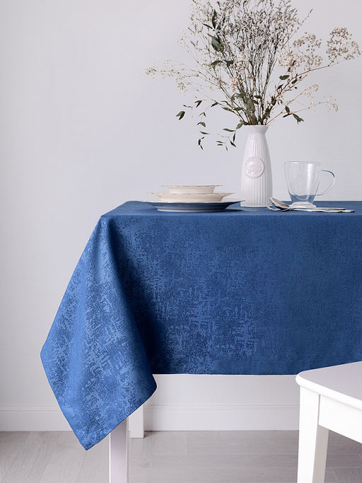 Скатерть жаккардовая 160x250 синий полиэстер