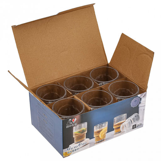 Стакан стеклянный 200мл Осако д6,8см, h9,1см, рельефное, прозрачное стекло, д/горла 6,2см, д/основания 5см (Китай) Цена указана за штуку. В подарочной коробке 6 штук. - Домашняя мода фото 4