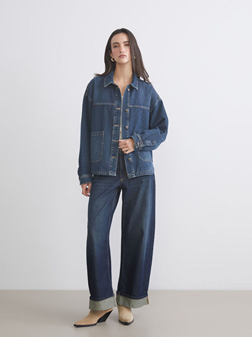 Oversize Kad?n Jean G?mlek Ceket
