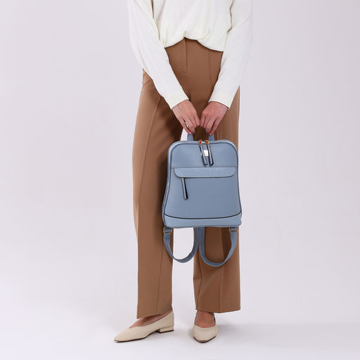 Рюкзак женский городской на молнии, 2 кармана, размер 11×29×31 см, голубой