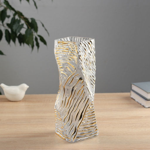 Ваза для цветов «Милагрос», рельеф, 24.5×8 см, стекло, прозрачная