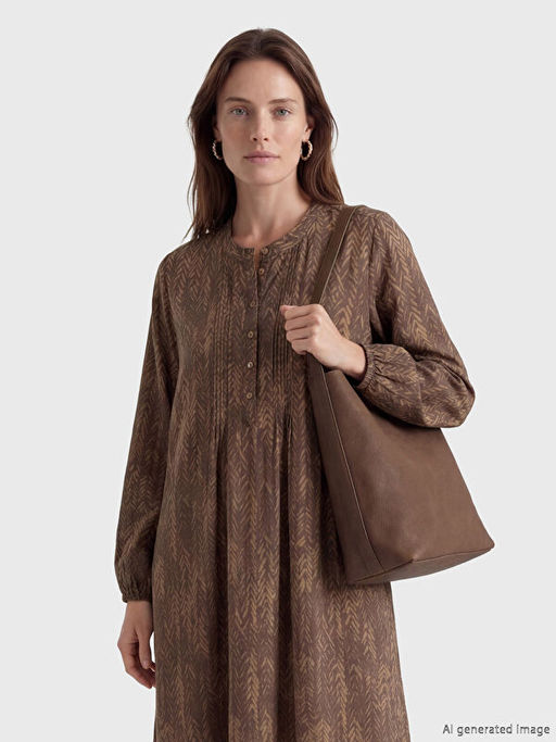 Hakim Yaka Desenli Elbise