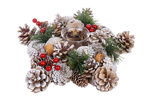 Новогоднее украшение подсвечник 28*28*7 см Зимняя вишня на 1 свечу, звезда - Elan gallery фото 4