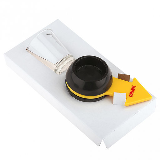 Игра настольная (питейная) "Вращайте шот": вращающийся механизм со стрелкой д6см, h4,5см, пластик; стопка стеклянная 50мл д4,6см, h6см, в коробке (Китай)