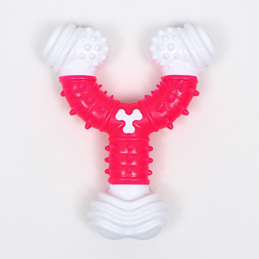 Игрушка двухслойная (твердый и мягкий пластик) Рогатка, 12 см, розовая - Пижон фото 2