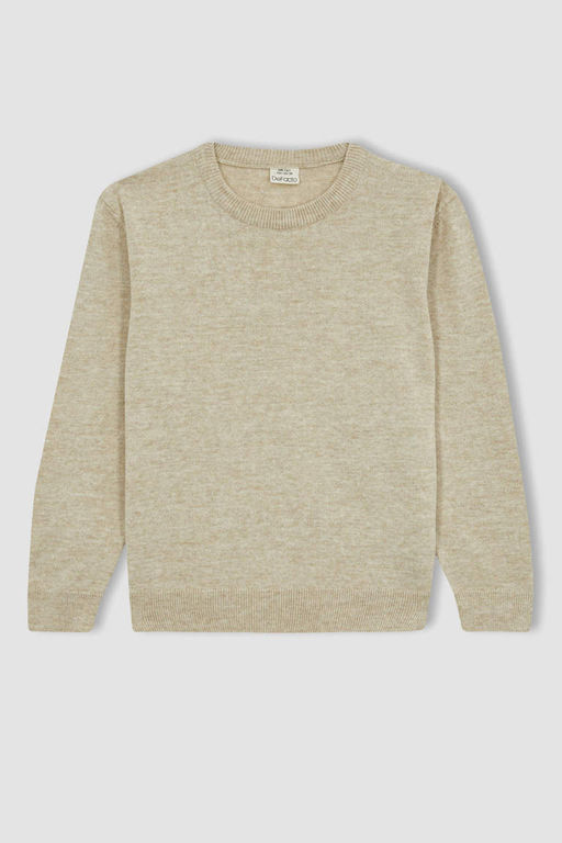 Трикотажный свитер обычного кроя с круглым вырезом для мальчика - Defacto фото 7