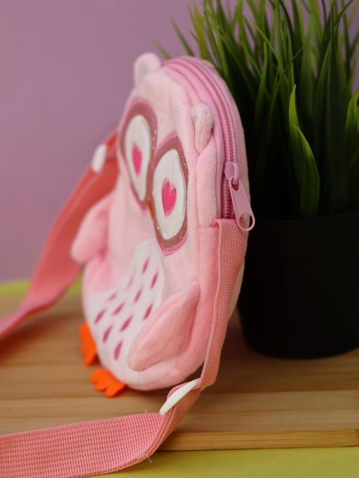 Сумочка плюшевая "Pink owl", pink (15,5*16 см)