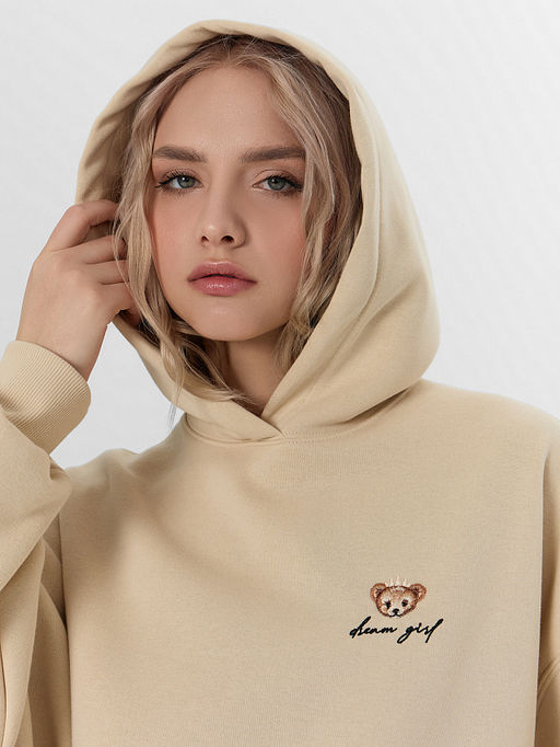 Теплое худи женское бежевое с начесом