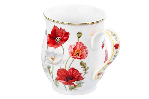 Кружка 350 мл 11,5*8,2*10 см "Маки" бочонок, NEW BONE CHINA