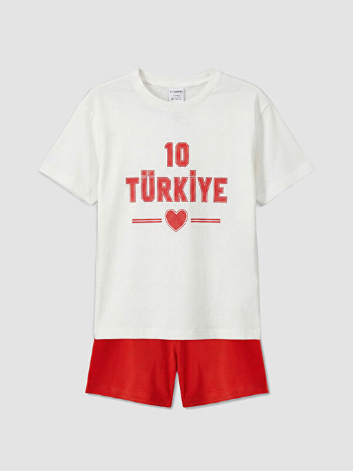 T?rkiye Bask?l? K?z ?ocuk ?ortlu Pijama Tak?m?