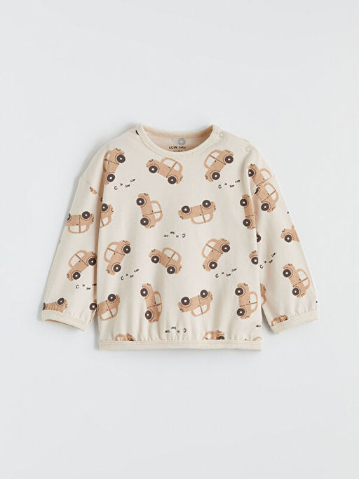 Bisiklet Yaka Bask?l? Erkek Bebek Pijama Tak?m?