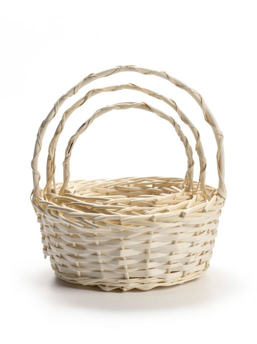 Корзина плетёная для хранения Matu, с ручкой, лоза, белая, набор 3 шт.