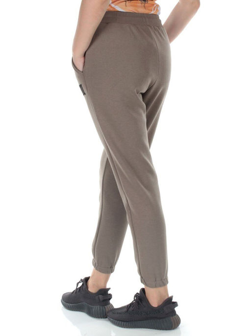 E752 GRAY/BEIGE Брюки спортивные утепленные женские (хлопок 95%, полиэстер 5%)