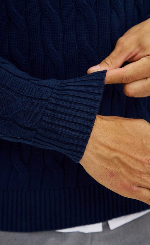 Джемпер мужской с воротником на молнии P221-15-235 тёмно-синий - Primm фото 4