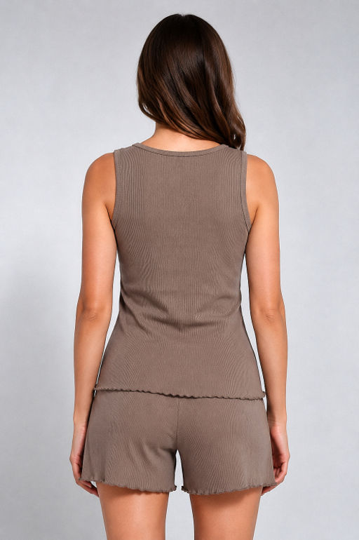 Арт. 9156/3 Пижама с шортами 42-50 Цвет:верх-кофе,низ-кофе