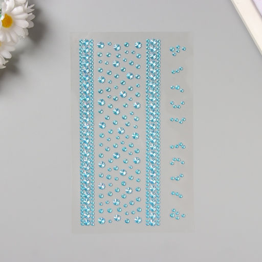 Наклейка - стразы Цветочная дорога, голубая, 22.5?11.5 см