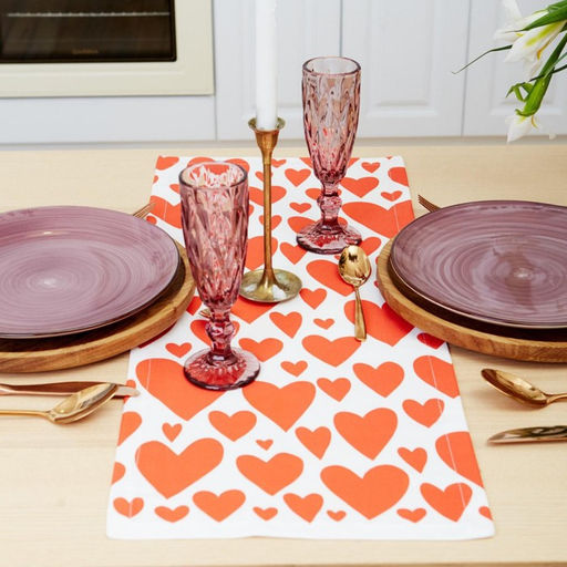 Дорожка на стол Этель Red hearts 30х70см, 100% хлопок, саржа 190 г/м2  фото 4