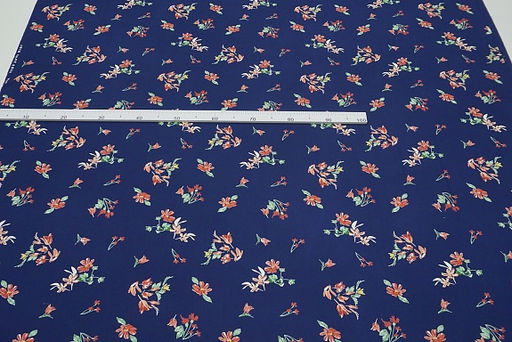 Штапель Премиум Цветочная пьеса на темно-синем, СОРТ2, ш.1.43м, вискоза-100%, 120гр/м.кв - Купава фото 7