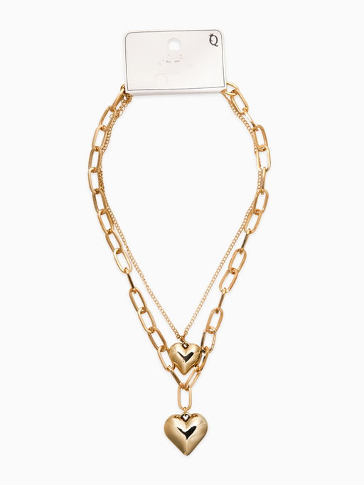 Кулон на цепочке «Сердечки», 2 яруса, цвет золото