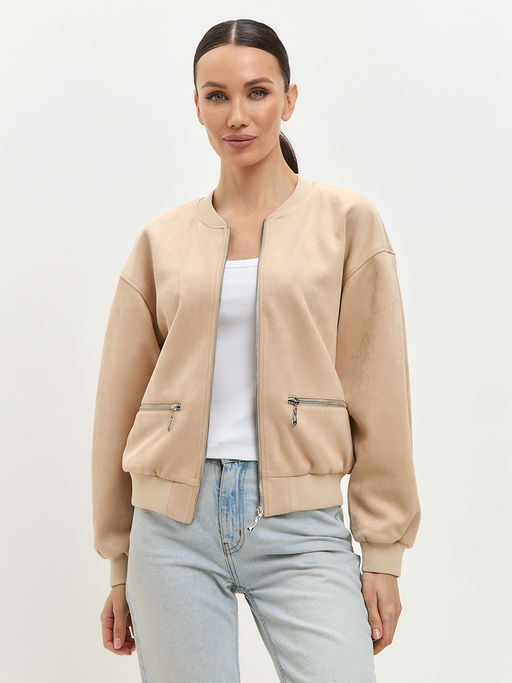 Бомбер из замши бежевый - Tantino фото 3