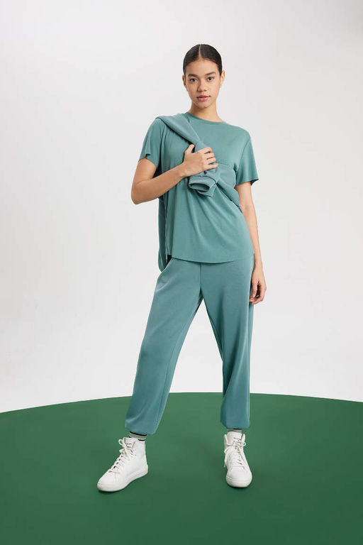 DeFactoFit Oversize-футболка премиум-класса для спортсменов с круглым вырезом и короткими рукавами  фото 2