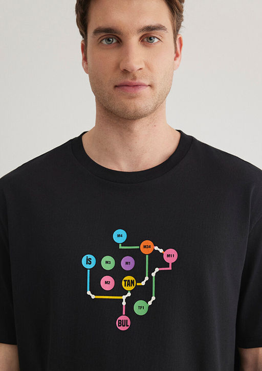 Siyah Istanbul Tisort - Mavi фото 6