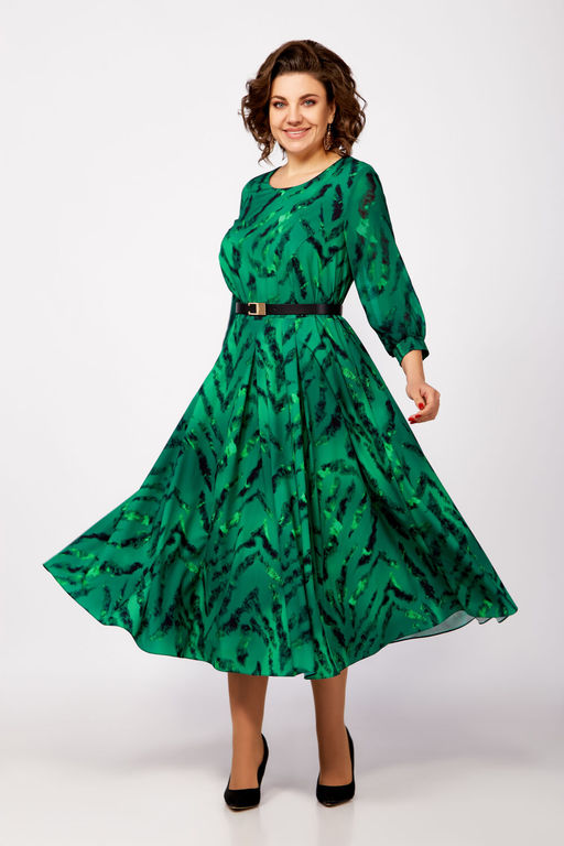 Платье Swallow 806.1 малахит/черный принт розы фото 2