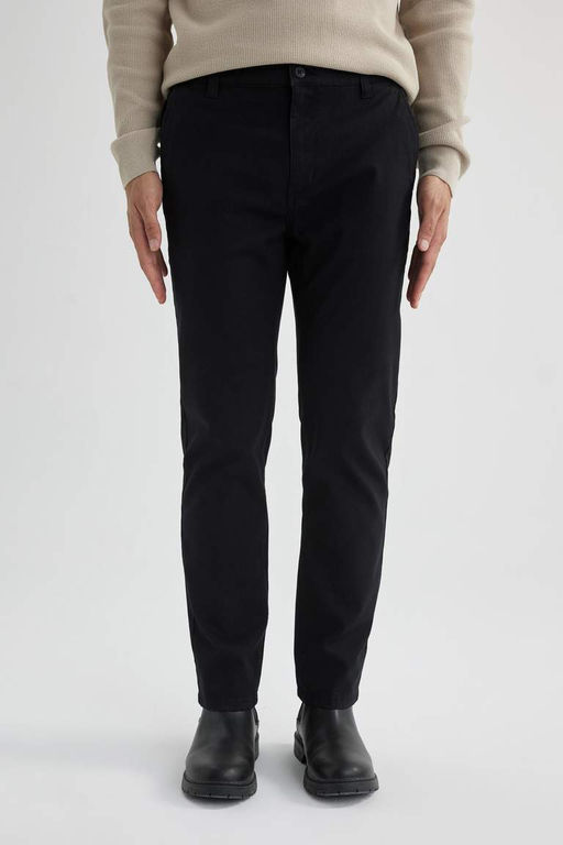 Брюки-чиносы прямого кроя из габардина с карманом на молнии и парусиновой тканью стандартного кроя - Defacto фото 9