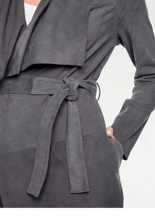 Пальто кожаное, серое - Linea tesini фото 5