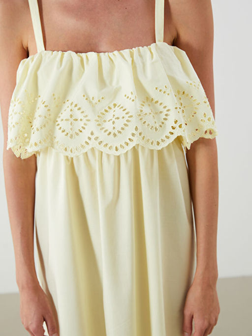 Ajurlu Ask?l? Belden Oturtmal? Poplin Elbise