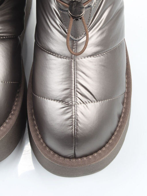 04-WA003-3M GRAY/BRONZE Ботинки зимние женские (натуральная кожа, курточная ткань, 100% шерсть)