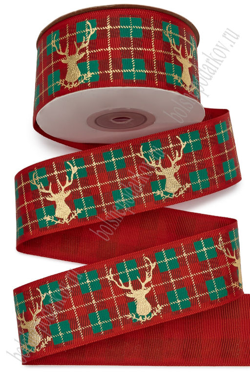 Лента репсовая 4 см*20 ярд "Новогодняя" SF-7332, №4