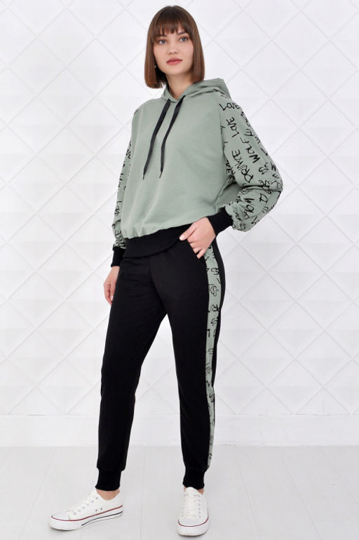 Арт. 2351 Костюм с брюками женский 44-52 (5 шт) Цвет:верх- полынь, черный, низ- полынь, черный - Калинка фото 9