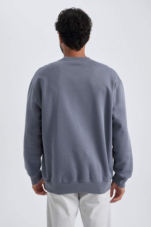 Базовый свитшот Oversize с круглым вырезом - Defacto фото 10