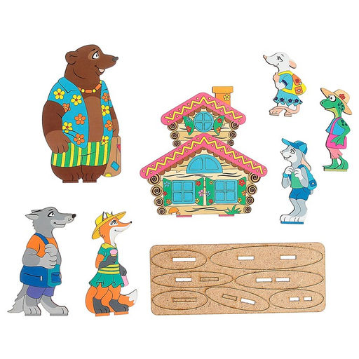 Кукольный театр сказки на столе БОЛЬШОЙ СЛОН «Теремок», высота фигурок: 4-12 см, толщина: 3 мм