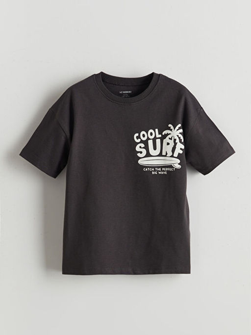 Bisiklet Yaka Yaz? Bask?l? Erkek ?ocuk Ti??rt