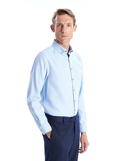 Regular Fit Uzun Kollu Arm?rl? Erkek Dokulu G?mlek