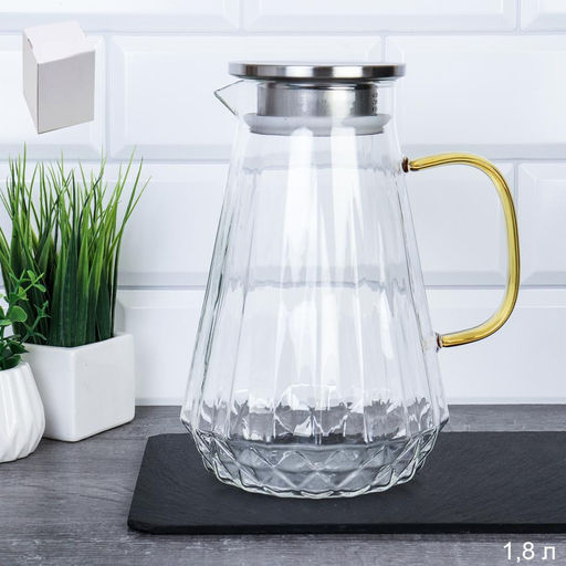 Цена за 1 шт. Кувшин 1800 мл / LCWJ-7944 /уп 36/Металлическая крышка - Галеонтрейд фото 3