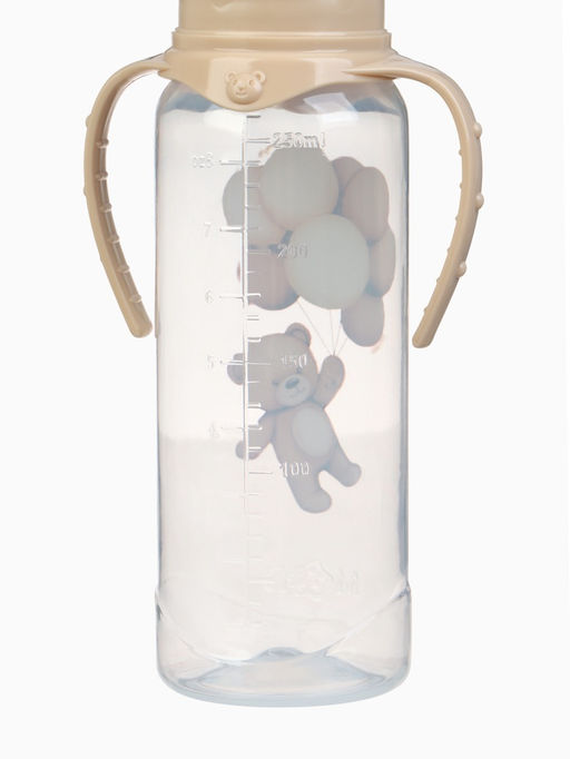 Бутылочка для кормления, новогодняя, Baby Bear, 250 мл, цилиндр, бежевый Mum&Baby