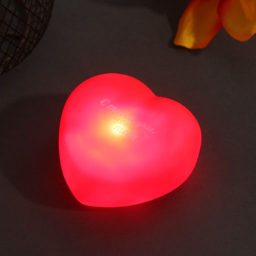 Фигурка светящаяся RISALUX «Сердце. С тобой лучше», LED-ночник, 2хLR44, 7×7×3.5 см
