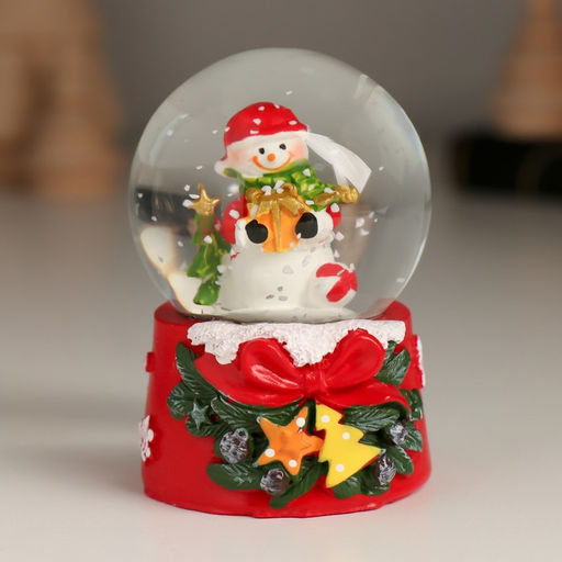 Цена за 12 шт. Снежный шар стеклянный «Новогодний персонаж с бантом, ёлочкой», 4.7×4.7×6.5 см, МИКС