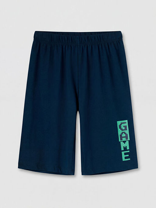 Beli Lastikli Bask?l? Erkek ?ocuk Pijama ?ort