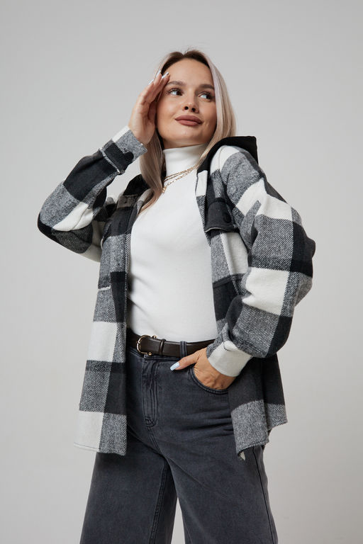 Рубашка женская в клетку с капюшоном РЖКК-01