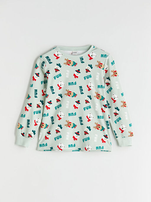 Bisiklet Yaka Y?lba?? Temal? Erkek ?ocuk Pijama Tak?m?