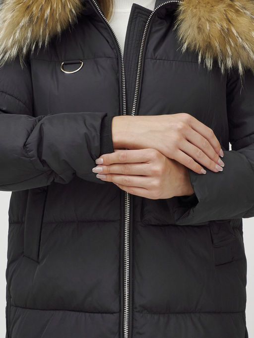 Куртка Бренд Visdeer ПРЕМИУМ КЛАССА зимняя с мехом ЕНОТА, черного цвета