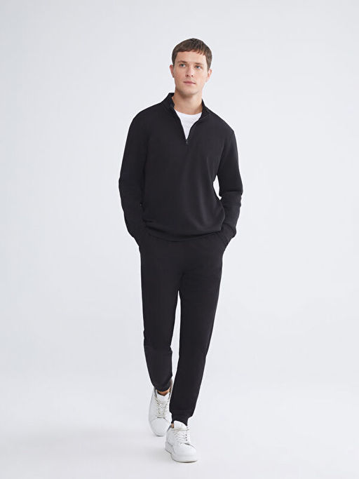Dik Yaka Uzun Kollu Erkek Kal?n Sweatshirt