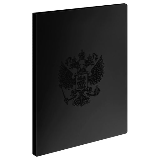 Папка с мет. зажимом в середине СТАММ "Герб" черный (ММ-321751) 17мм, 700мкм, А4